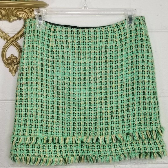 Tibi Tweed Fringe Skirt Pockets 4 - Picture 5 of 11